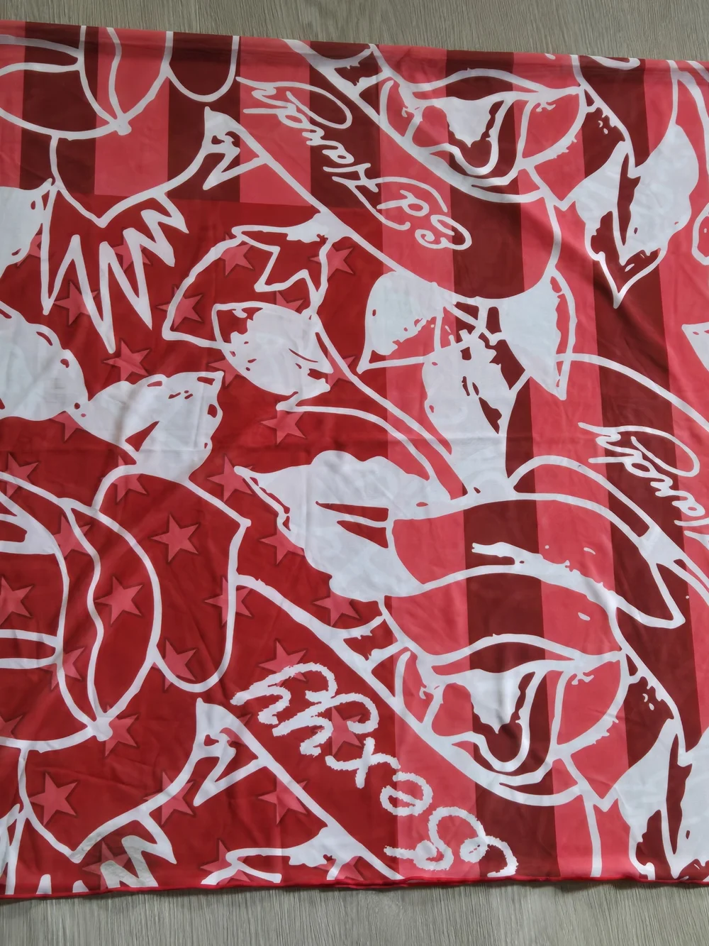 Ed HARDY Red and White Graphic Scarf NWOT